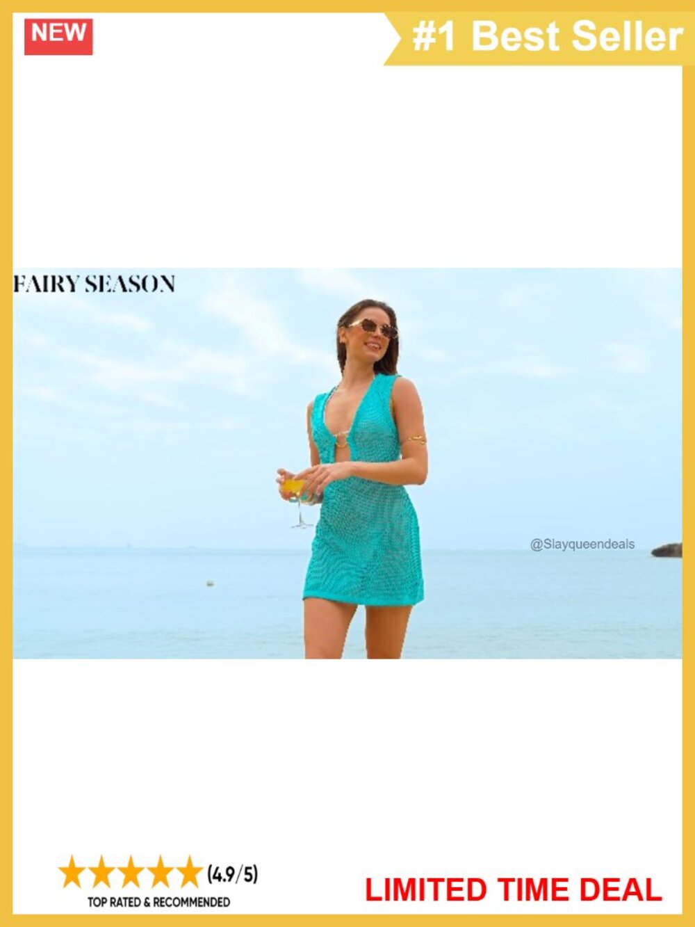 Crochet Knit Hollow Out Sleeveless Maxi Beach Swim Cover Up Dress - Picture 6 of 6